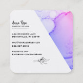 *~* Pastel Ombre Floral Marble Abstract Organic Vierkante Visitekaartje (Achterkant)