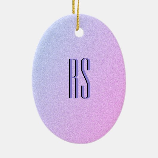 Pastel Ombre Glitter Monogram Keramisch Ornament (Achterkant)