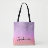 *~* Pastel Ombre Glitter Peach Paars Tote Bag (Voorkant)
