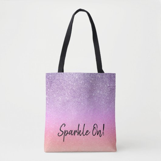 *~* Pastel Ombre Glitter Peach Paars Tote Bag (Voorkant)