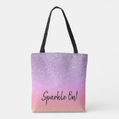 *~* Pastel Ombre Glitter Peach Paars Tote Bag (Achterkant)
