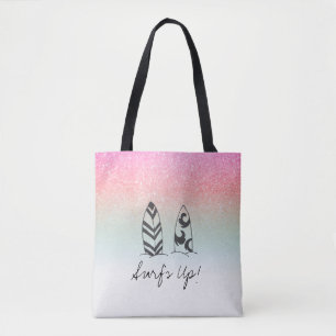*~* Pastel Ombre Glitter Peach roze Surfer Tote Bag