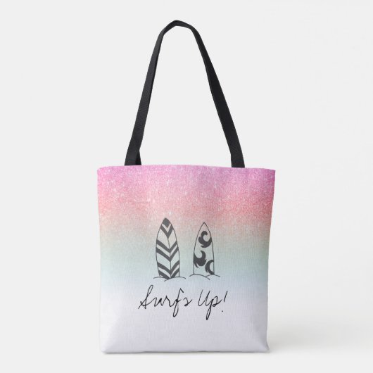 *~* Pastel Ombre Glitter Peach roze Surfer Tote Bag (Achterkant)