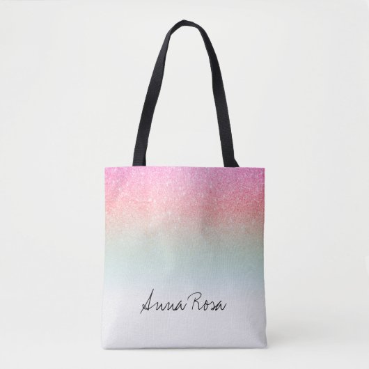 *~* Pastel Ombre Glitter Peach Roze Tote Bag (Voorkant)