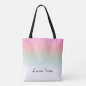 *~* Pastel Ombre Glitter Peach Roze Tote Bag (Achterkant)