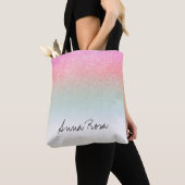 *~* Pastel Ombre Glitter Peach Roze Tote Bag (Dichtbij)