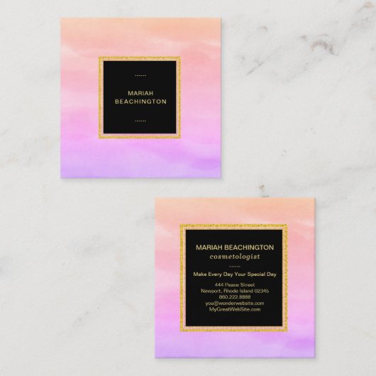 *~* Pastel Ombre Gradient Lavender Pink Abstract Vierkante Visitekaartje (Voorkant / Achterkant)
