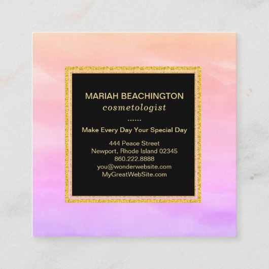 *~* Pastel Ombre Gradient Lavender Pink Abstract Vierkante Visitekaartje (Achterkant)