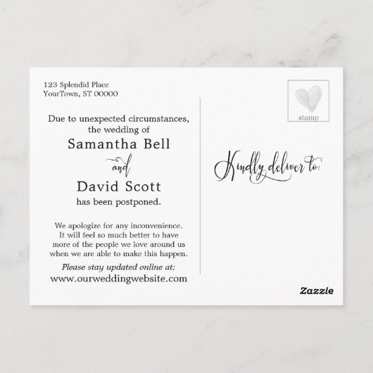 Pastel Ombre Gradient Postponed Wedding Briefkaart (Achterkant)