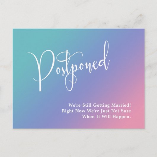 Pastel Ombre Gradient Postponed Wedding Briefkaart (Voorkant)