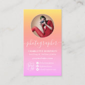 Pastel Ombre gradiënt qr code logo fotograaf Visitekaartje (Voorkant)