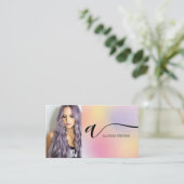 Pastel ombre hair make-up foto initiaal qr code visitekaartje (Staand voorkant)