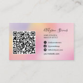 Pastel ombre hair make-up foto initiaal qr code visitekaartje (Achterkant)