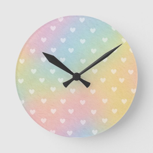 Pastel Ombre Hearts Pattern Ronde Klok (Voorkant)