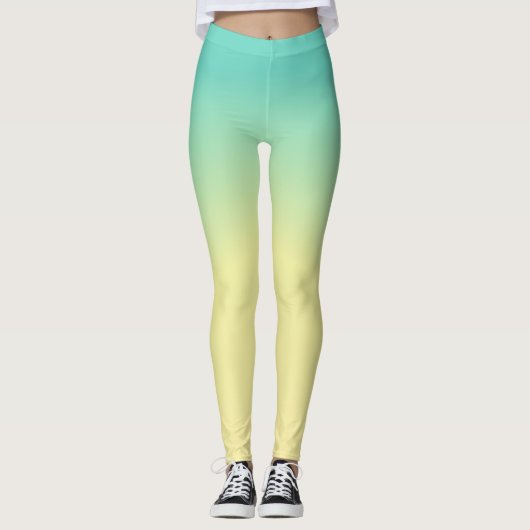 Pastel Ombre-Leggings - Groen tot Geel verloop Leggings (Voorkant)