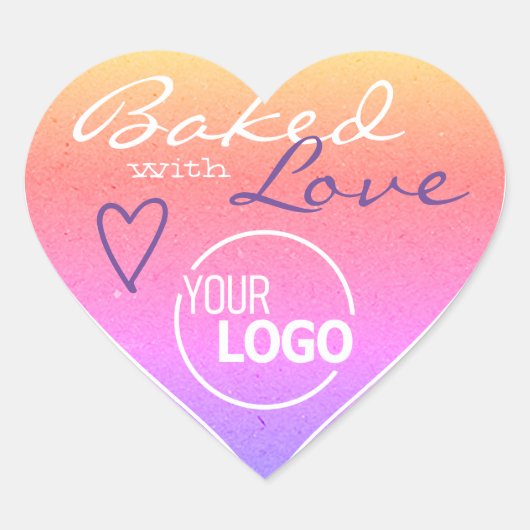 Pastel Ombre Made with Love Heart Sjabloon Hart Sticker (Voorkant)