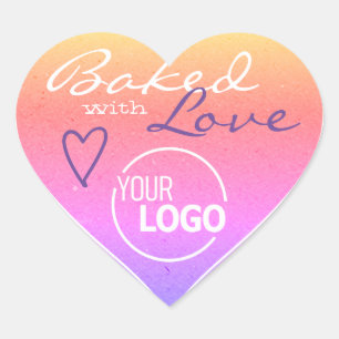 Pastel Ombre Made with Love Heart Sjabloon Hart Sticker