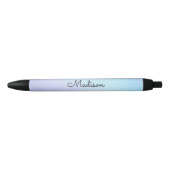  Pastel Ombre Paars Aqua Cursive Name Zwarte Inkt Pen (Voorkant)