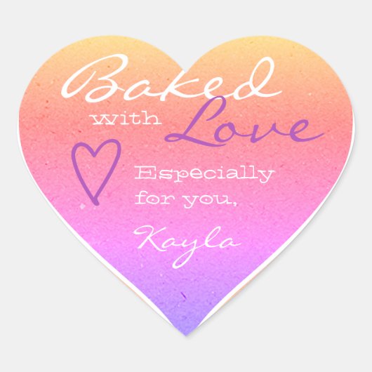 Pastel Ombre Paarse Roze Made Love Heart Shape Hart Sticker (Voorkant)