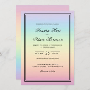 Pastel Ombre Rainbow Colors Weddenschap Kaart