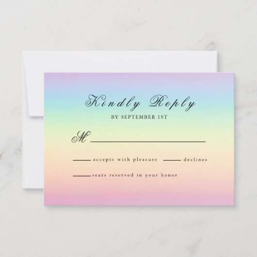 Pastel Ombre Rainbow Colors Weddenschap RSVP Card (Voorkant)