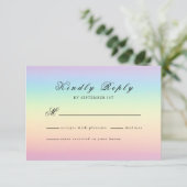 Pastel Ombre Rainbow Colors Weddenschap RSVP Card (Staand voorkant)