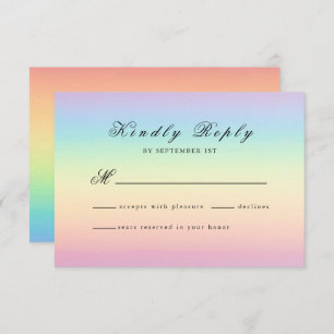 Pastel Ombre Rainbow Colors Weddenschap RSVP Card