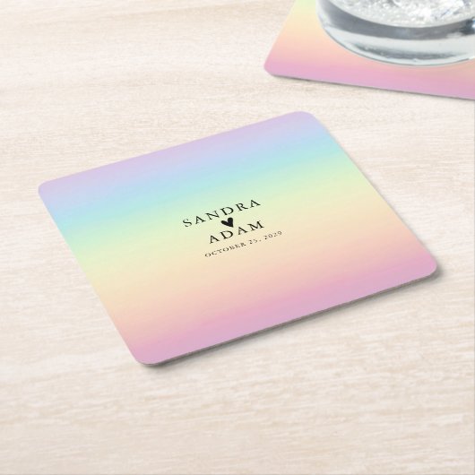 Pastel Ombre Rainbow Colors Wedding Favor Kartonnen Onderzetters (Schuin)