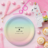 Pastel Ombre Rainbow Colors Wedding Papieren Bordje (Feest)