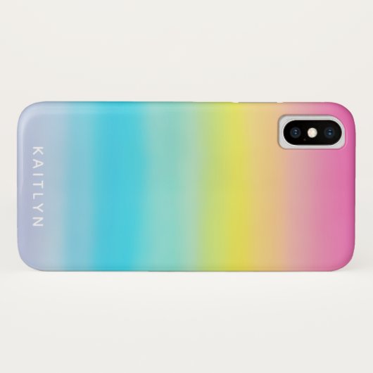  Pastel Ombre Rainbow Naam Girly Case-Mate iPhone Case (Achterkant (horizontaal))