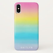  Pastel Ombre Rainbow Naam Girly Case-Mate iPhone Case (Achterkant)