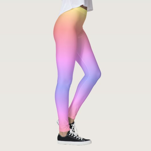 Pastel Ombré Rainbow Pink Yellow Paarse Leggings (Rechts)