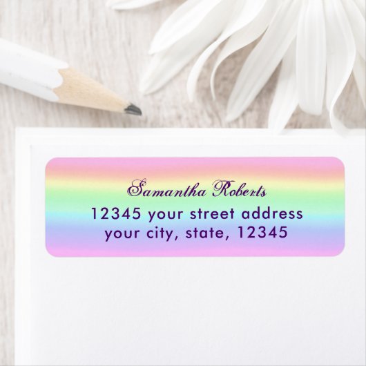 Pastel Ombre Rainbow Return-adres Etiket (Insitu)