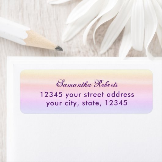 Pastel Ombre Rainbow Return-adreslabel Etiket (Insitu)