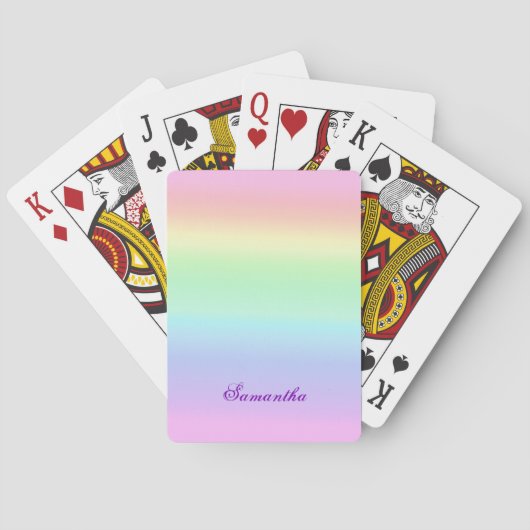 Pastel Ombre Rainbow voegt Jouw naam toe Pokerkaarten (Achterkant)