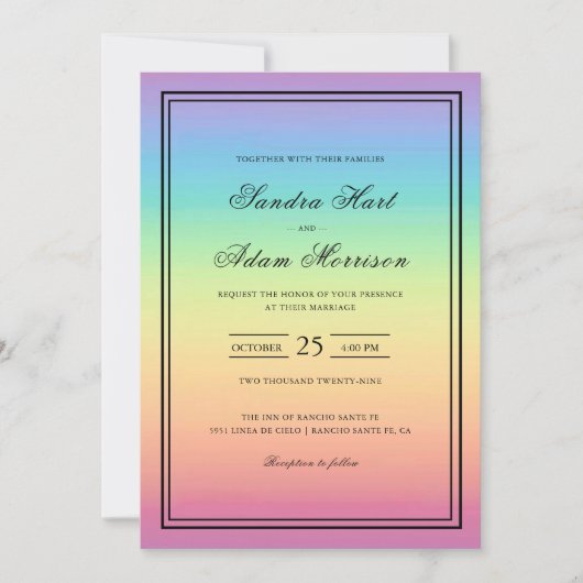 Pastel Ombre Regenboog Kleuren Trouw  Kaart (Voorkant)