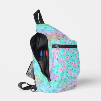 PASTEL OMBRE ROZE EN BLAUWE DAISY BLOEMEN SLING BAG
