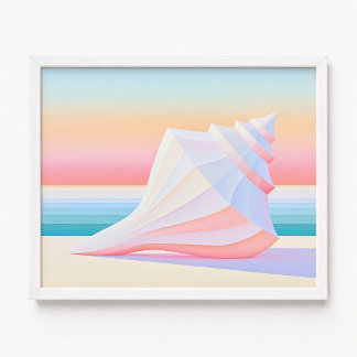 Pastel Ombre Strepen Conch Schelp Poster