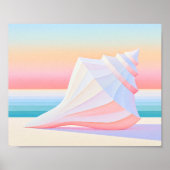 Pastel Ombre Strepen Conch Schelp Poster (Voorkant)