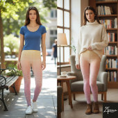 Pastel Ombre Vertical Plaid Gradient Texture Leggings