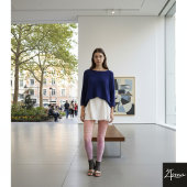 Pastel Ombre Vertical Plaid Gradient Texture Leggings