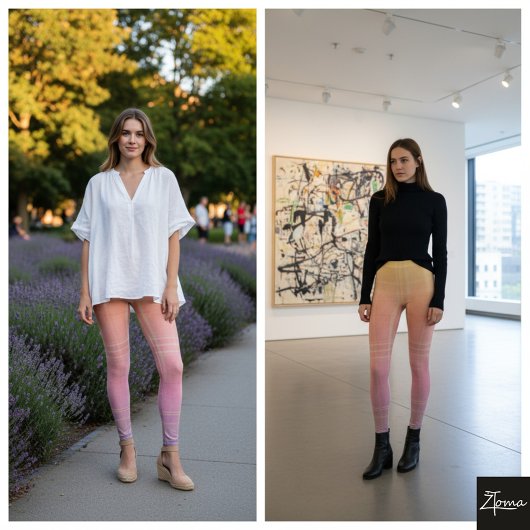 Pastel Ombre Verticale Gestreepte Gradiënt Textuur Leggings