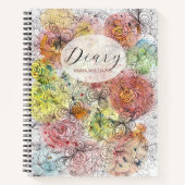 Pastel Ombre Waterverf en Ink Bloemendoedels Notitieboek (Voorkant)