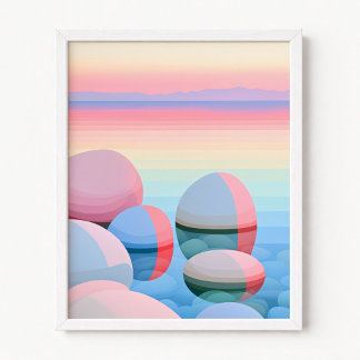 Pastel Ombre Zonsondergang Abstracte Reflecties Poster