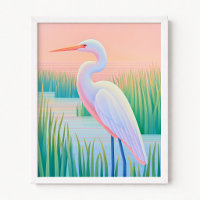 Pastel Ombre Zonsondergang Witte Reiger