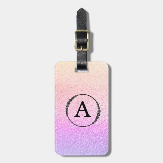 *~* Pastel Ombre + Zwarte Monogram Diamond Bling Bagagelabel (Voorkant verticaal)
