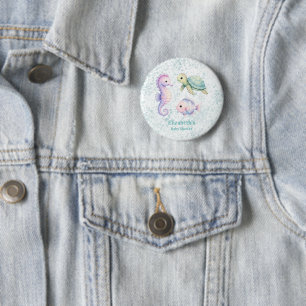 Pastel Onder De Zee Baby Shower Favor Ronde Button 5,7 Cm