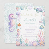 Pastel Onder De Zee Baby Shower Kaart (Voorkant / Achterkant)