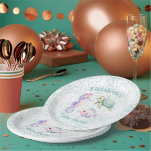 Pastel Onder De Zee Baby Shower Papieren Bordje