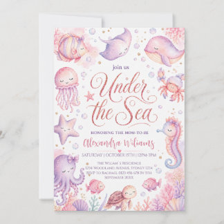 Pastel Onder de Zee Oceandieren Baby Shower Kaart